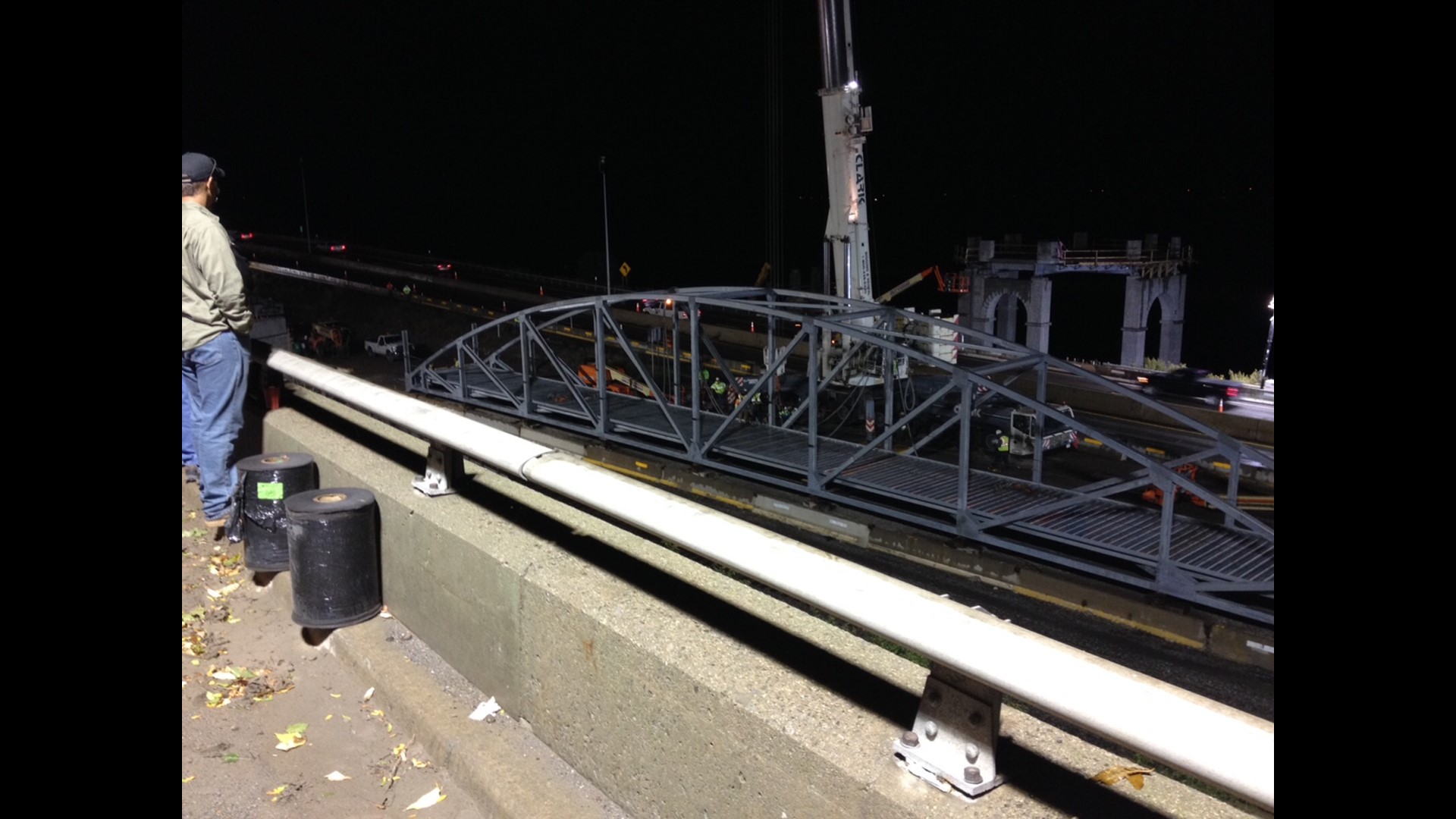 NYSDOT installing new pedestrian bridge over I190