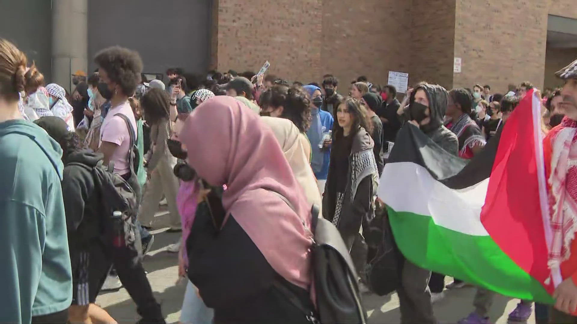 A pro-Palestine event is underway at University at Buffalo for a third consecutive day.