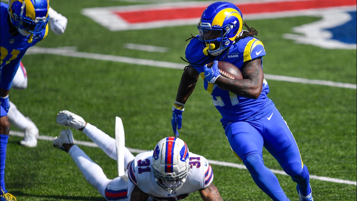 Buffalo Bills running back Devin Singletary (26) makes a cut during the  first half of an NFL football game against the Los Angeles Rams Sunday,  Sept. 27, 2020, in Orchard Park, N.Y. (