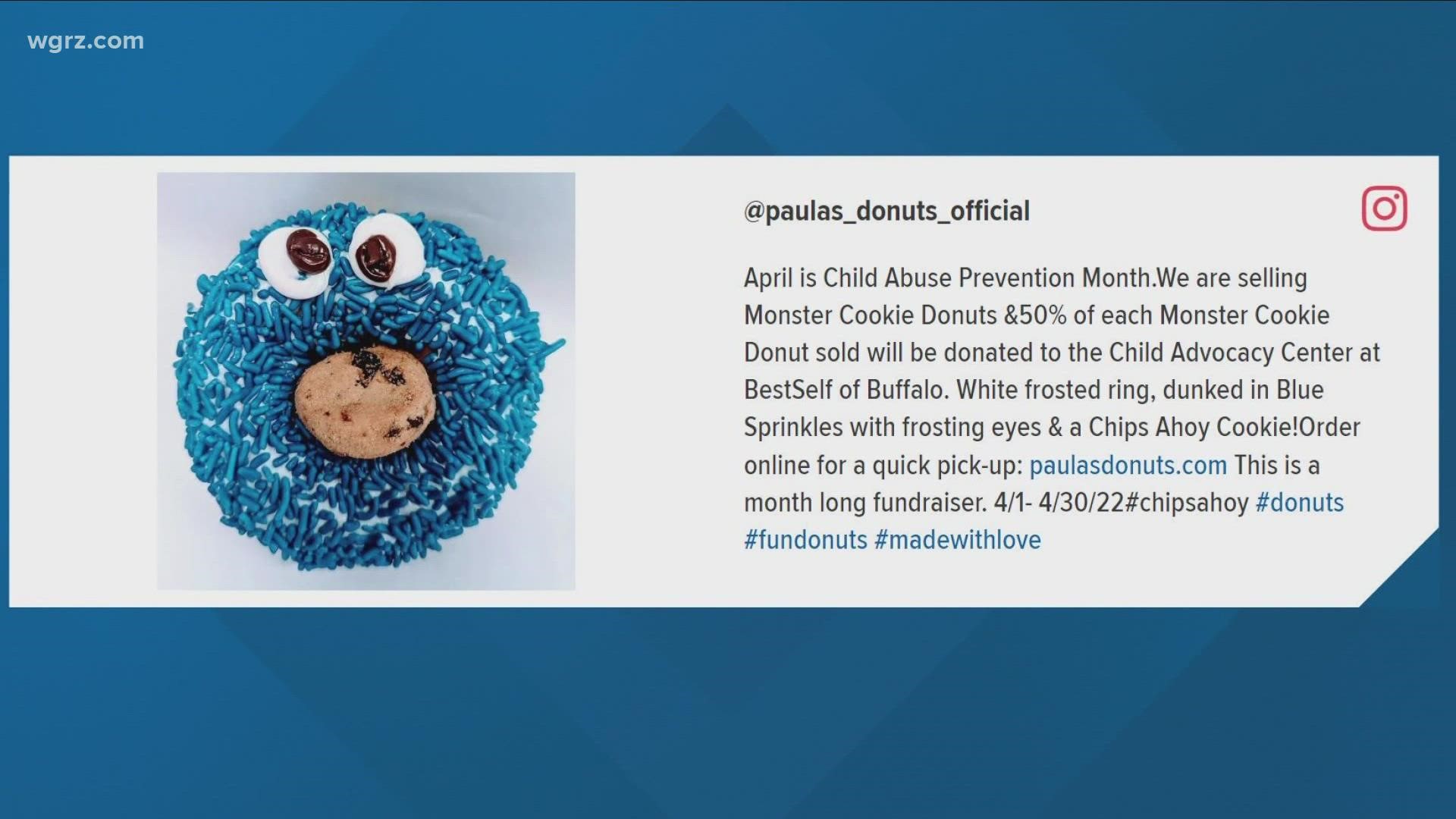 Paula's Donuts is selling a special donut for Child Abuse Prevention Month.