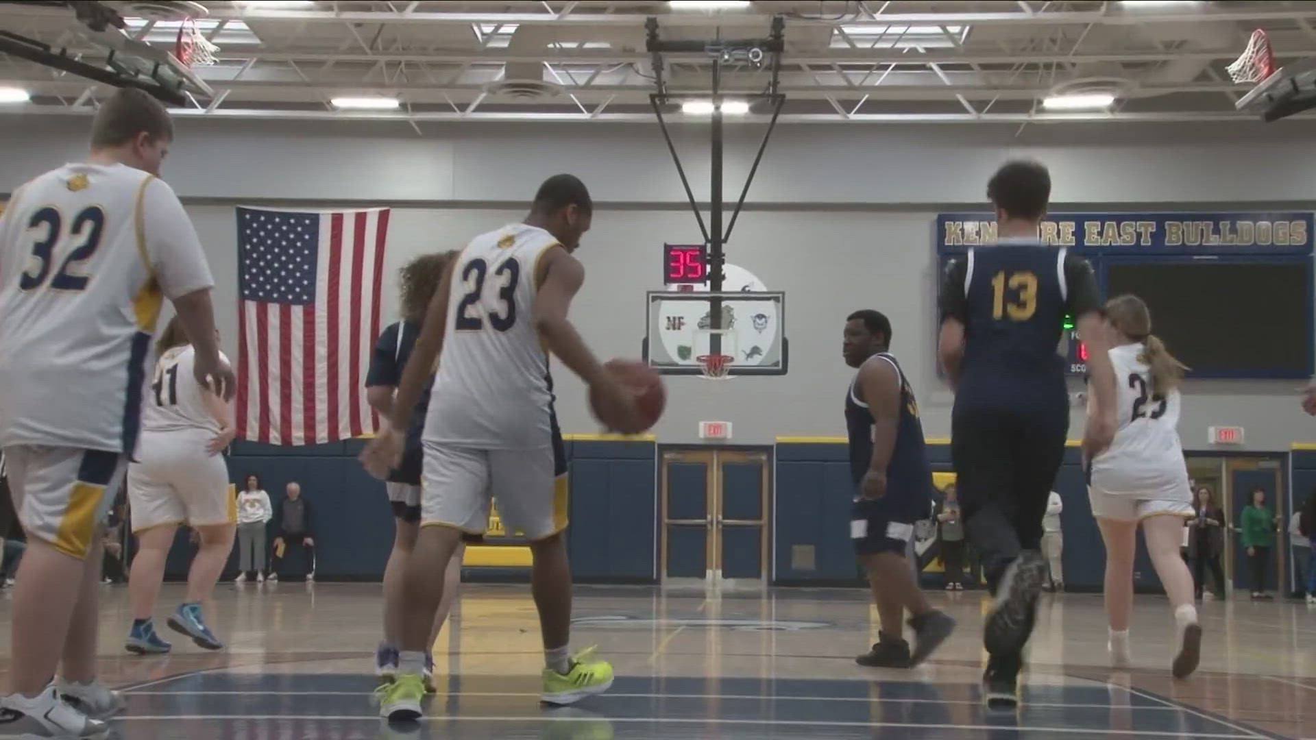 Students at Kenmore East High School were competing against one another in a Unified Basketball Game. That means everyone was invited to come out, boys and girls.