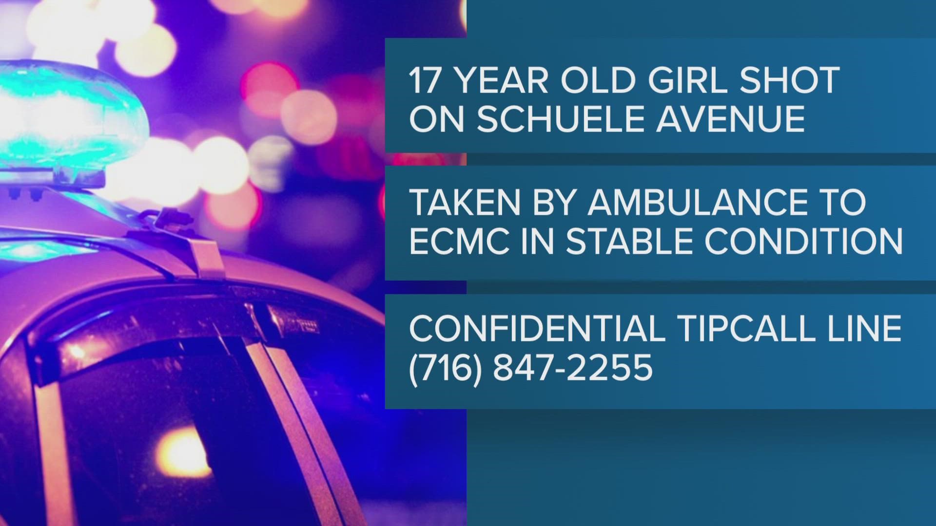 A police spokesperson said the girl was shot while outside. She was taken by ambulance to Erie County Medical Center to be treated.