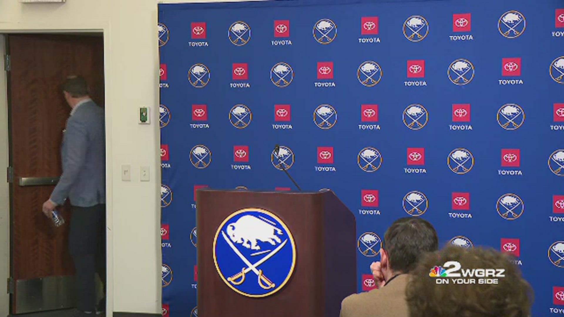 Sabres GM Kevyn Adams spoke to the media after the NHL trade deadline passed