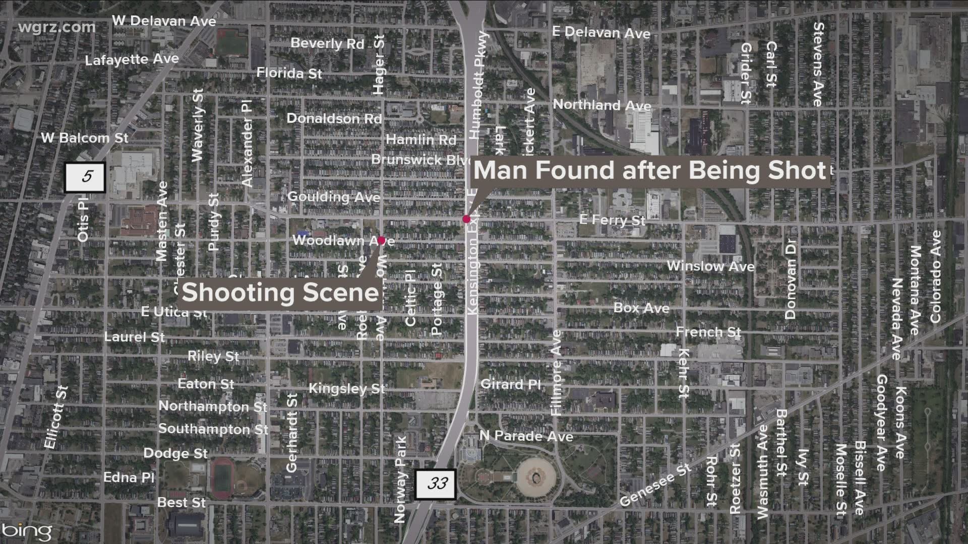 Buffalo Police say the shooting happened shortly about a quarter mile away near Woodlawn Avenue, near Wohlers Avenue around 10 o'clock.