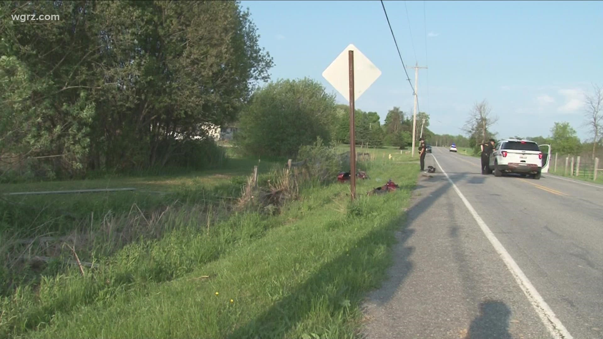 A 60-year-old Hilton man died this afternoon after crashing his motorcycle on north Byron Road in Genesee county.