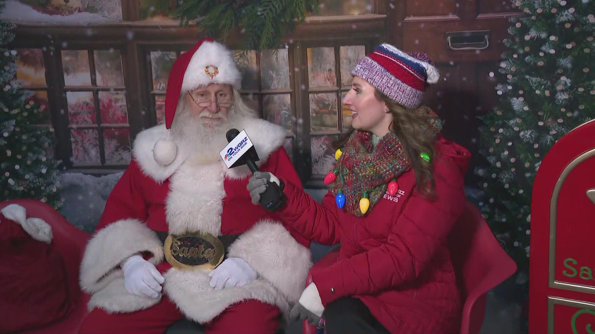 Meteorologist Elyse Smith Interviews Santa at the Roswell Park Tree of Hope Lighting