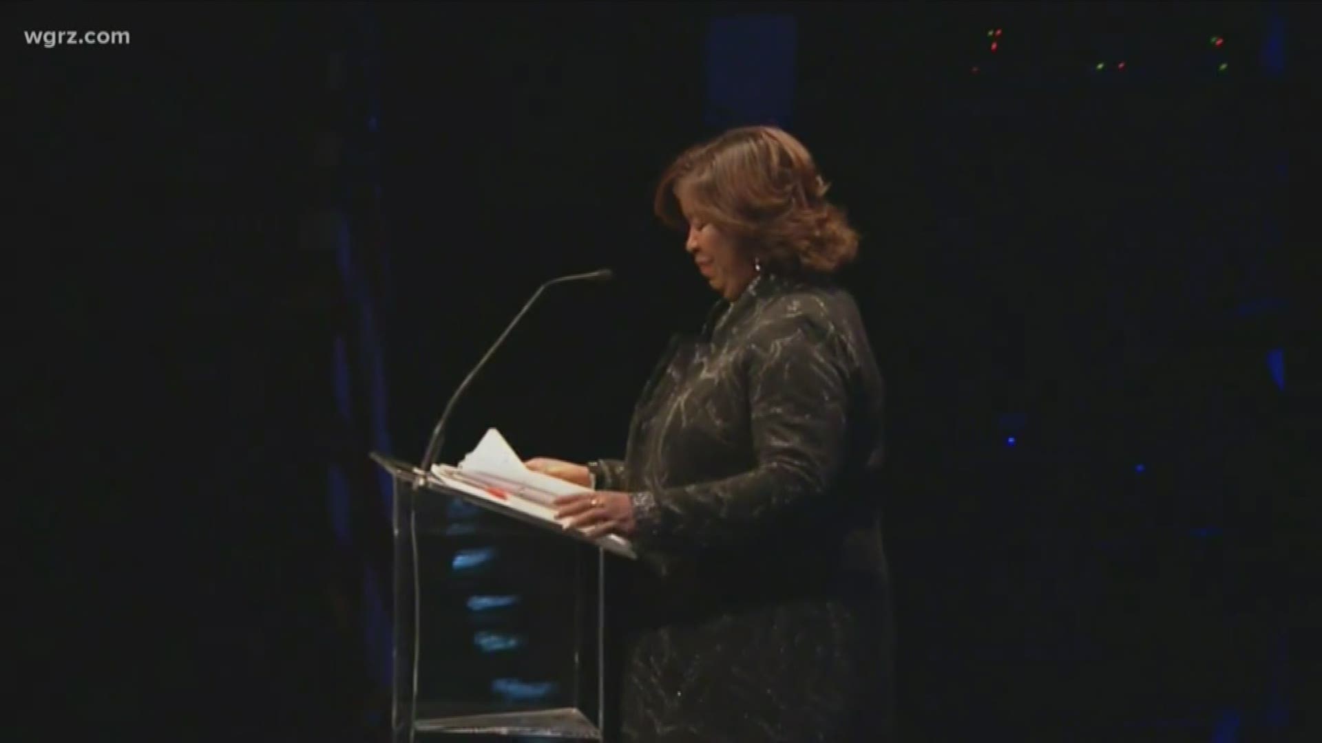 Channel 2's Claudine Ewing emceed a memorial observance in Albany.