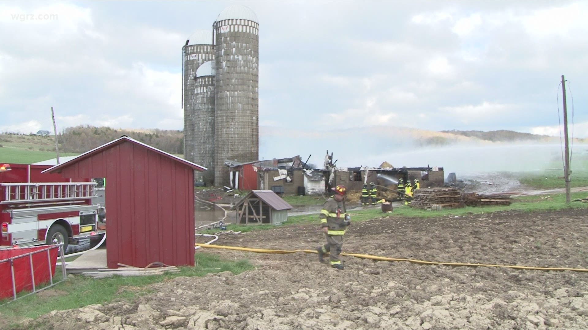 Crews had their hands full with a barn fire in Delevan this evening on Weaver Road near California Hill Road.