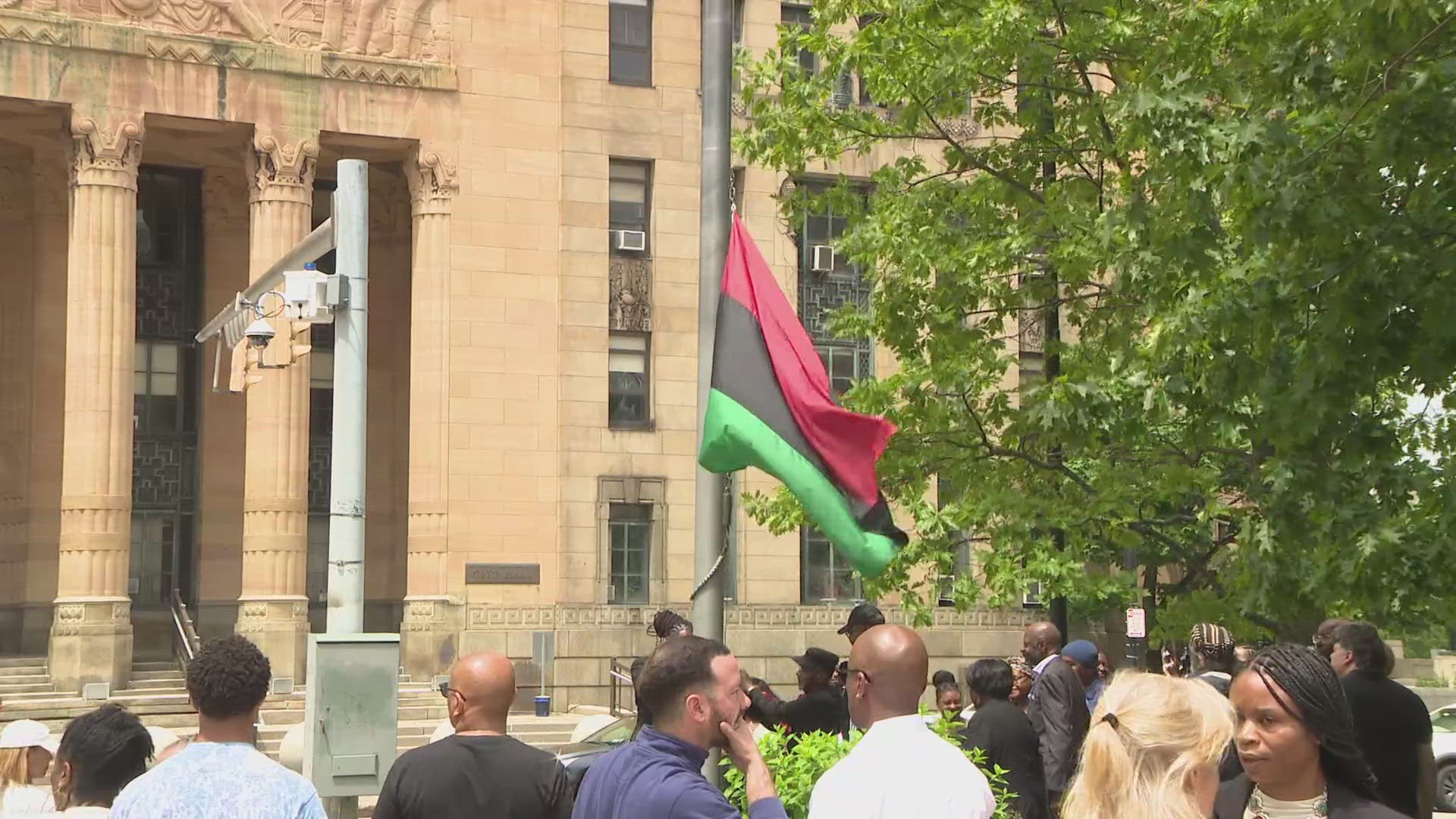 The flag raising took place on Friday in Niagara Sq. The city's annual Juneteenth Festival is happening next weekend At MLK park