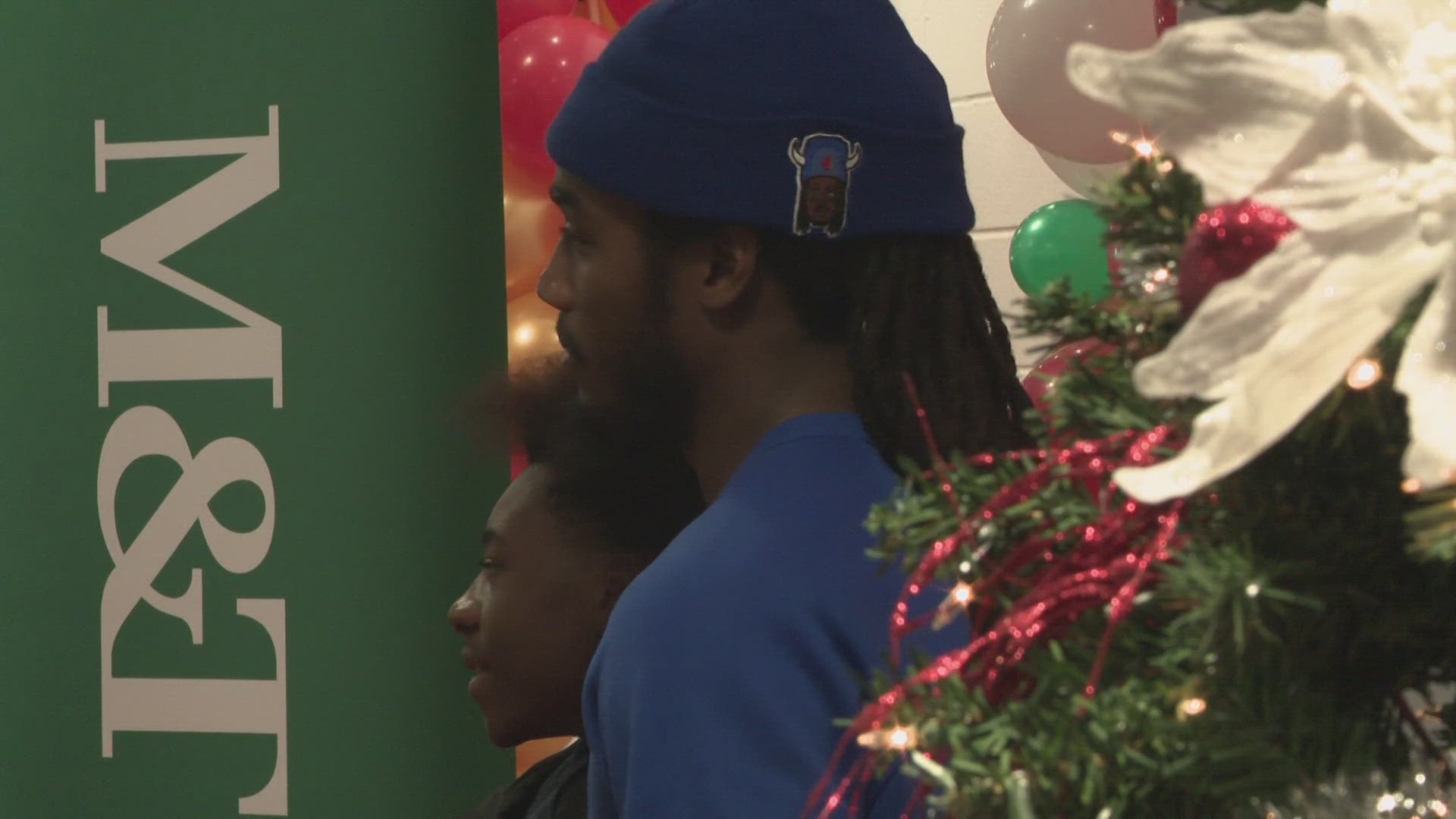 The Buffalo Bills running back's appearance was a surprise to kids at M&T Bank's holiday celebration on Monday.