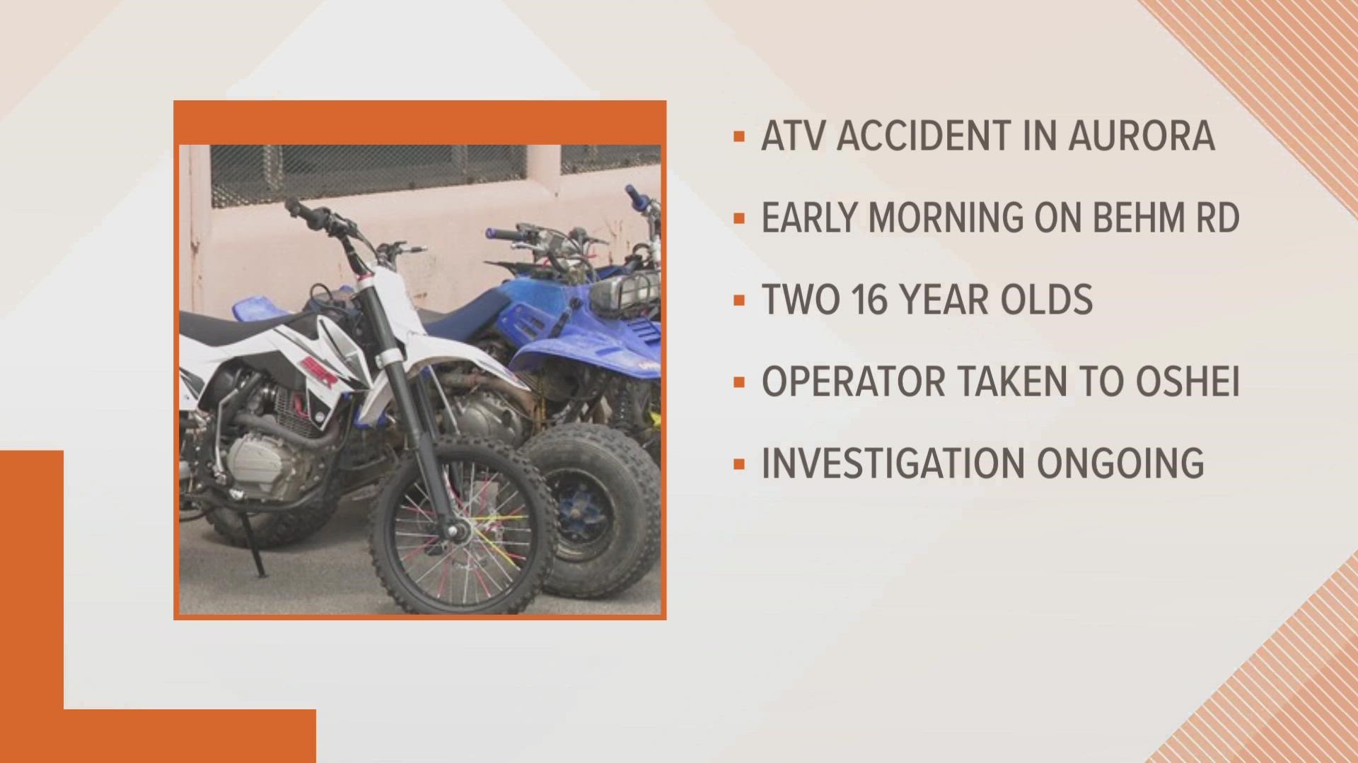THE 16-YEAR-OLD OPERATOR WAS FOUND UNCONSCIOUS AND WAS taken to OISHEI CHILDREN'S HOSPITAL.
