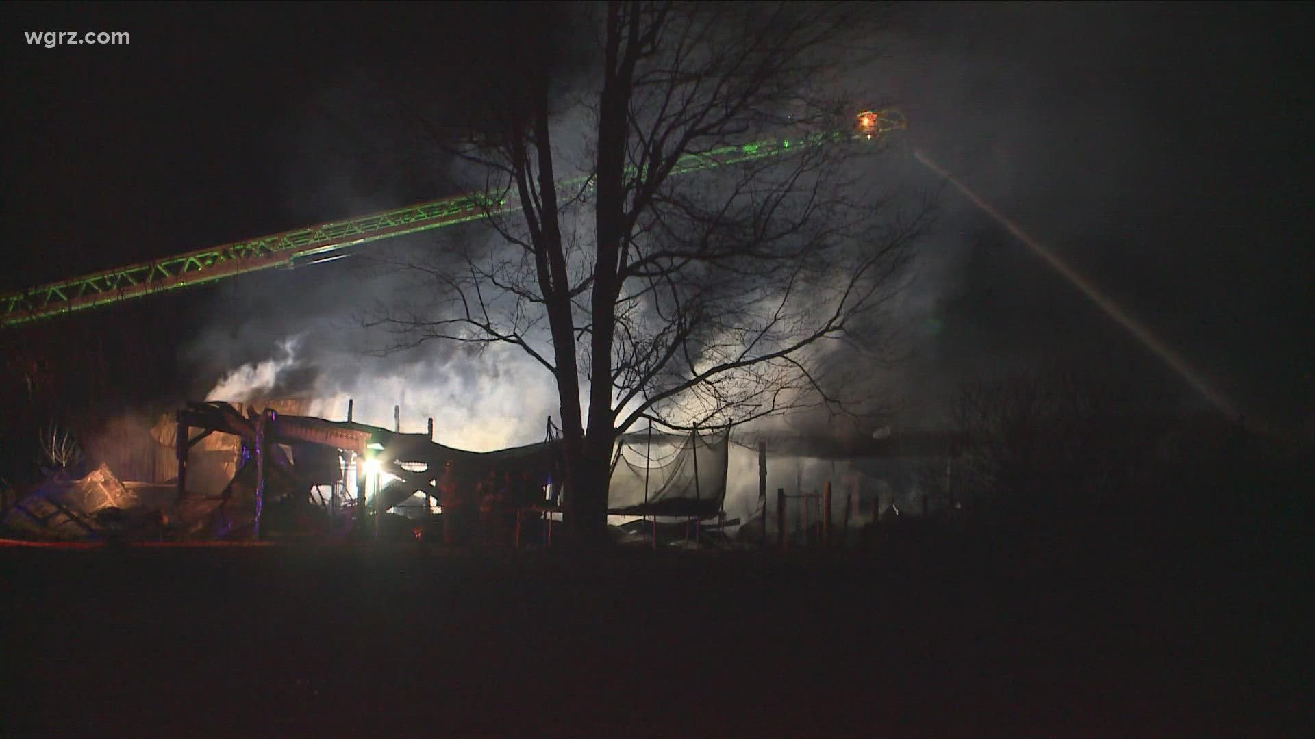 Smoke could be seen pouring out of a building along Keck Road in Lockport.