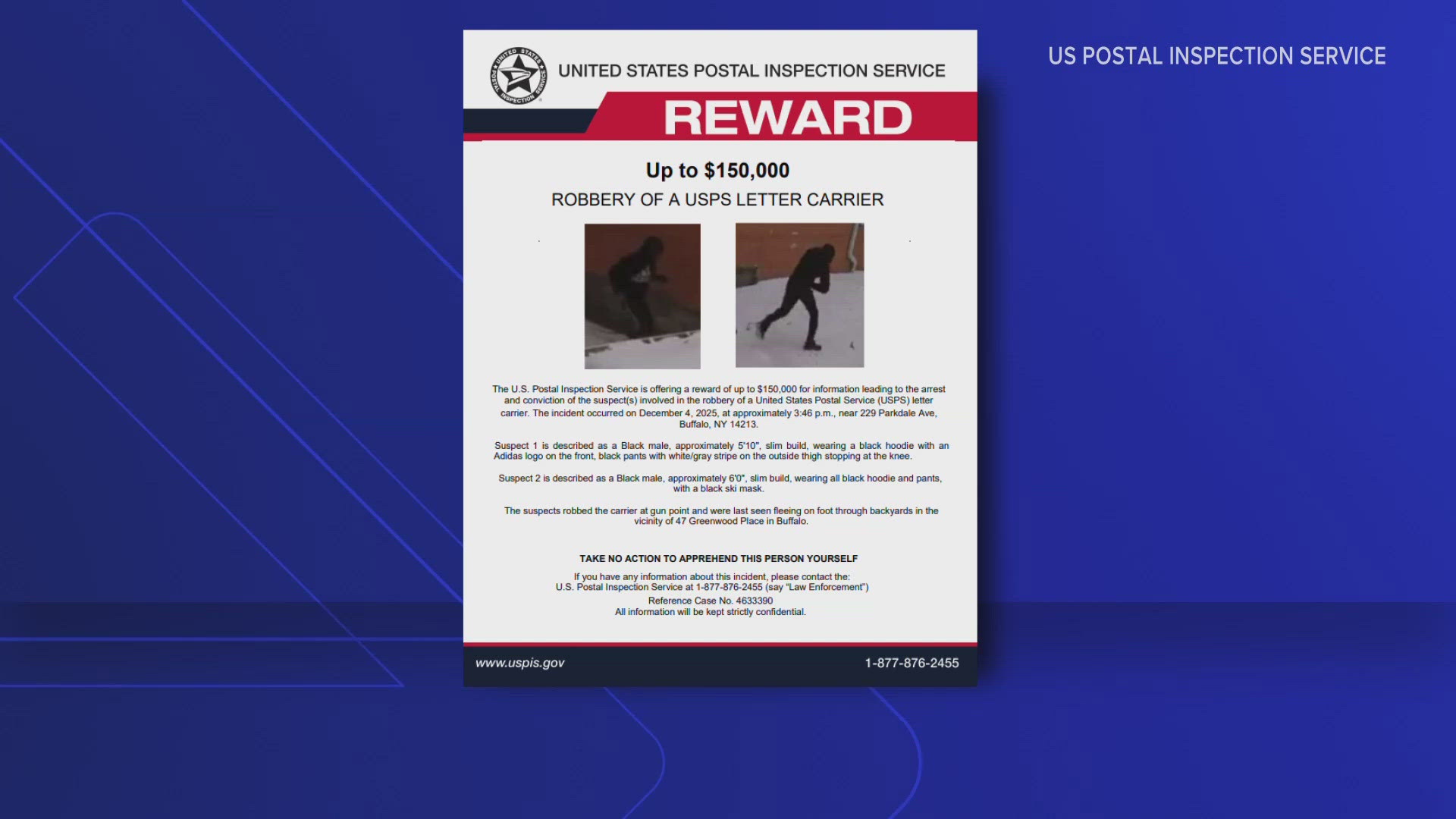 Two more mail carriers robbed in Buffalo, reward for information ...