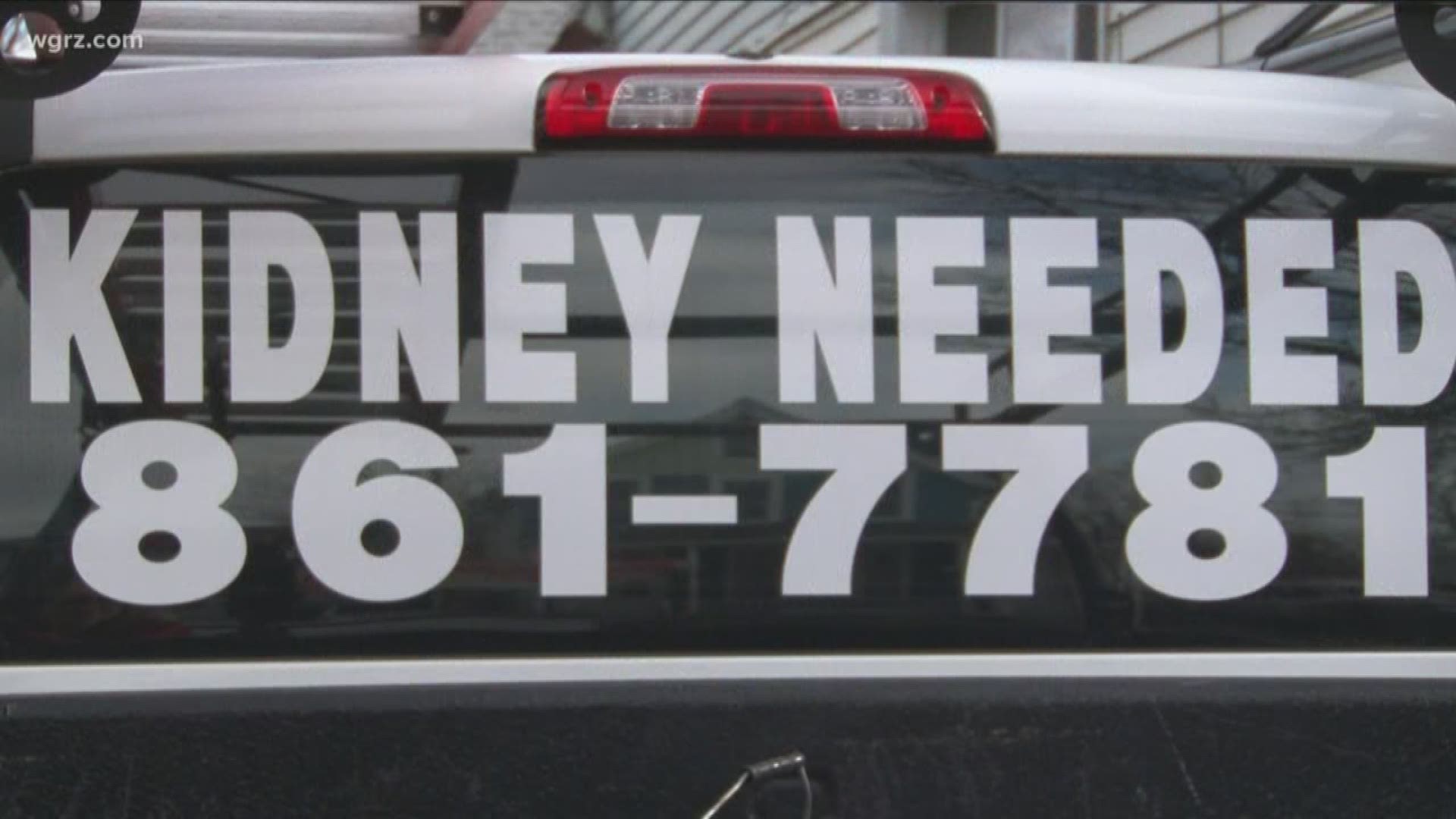 he decided to use his buisness to help him search for a donor. 
He put up advertisements on the back of three of his work cars... which say "kidney needed."