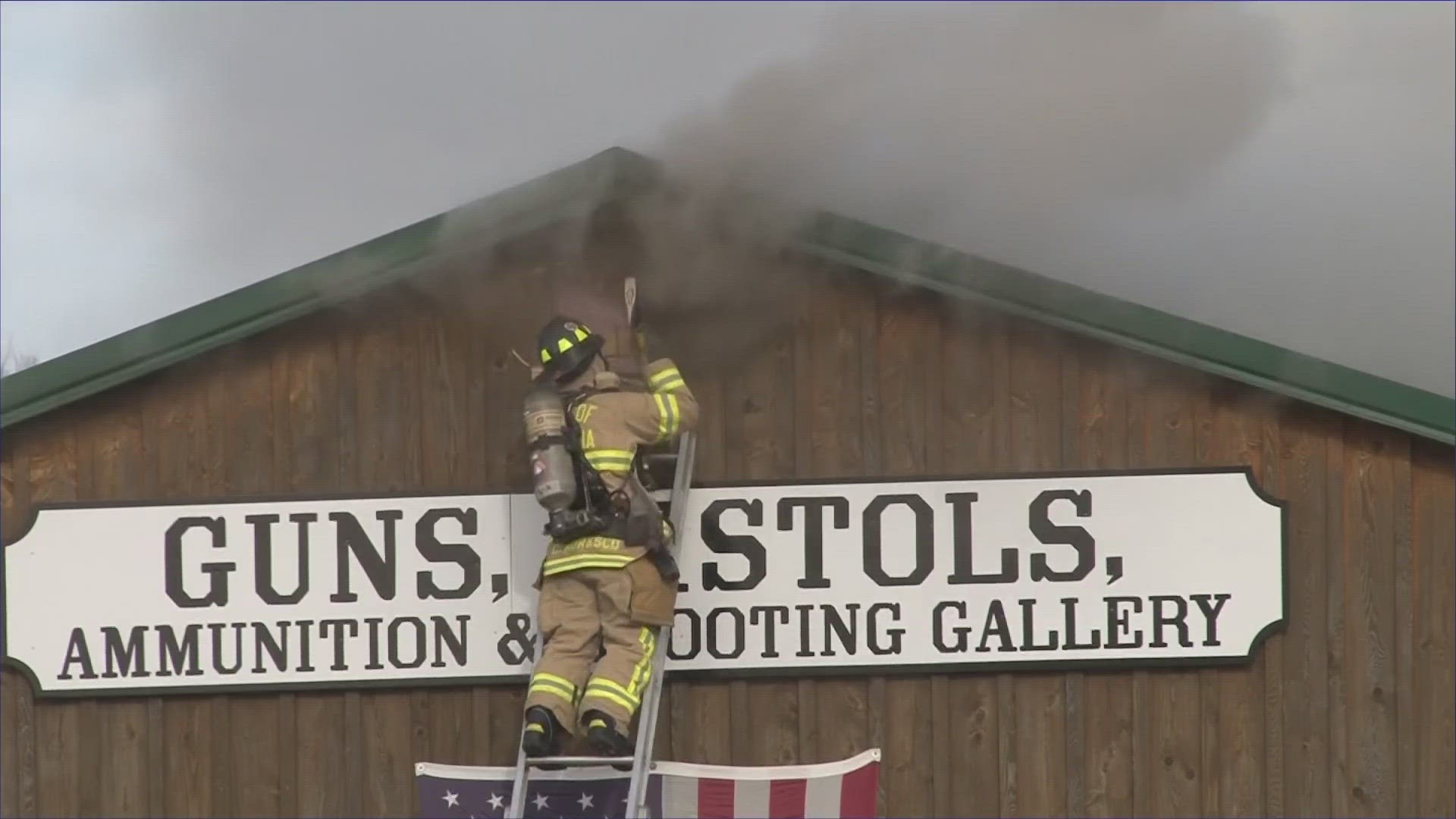 Heavy smoke filled the air as first responders battled a 2-alarm blaze at The Firing Pin, a gun and ammo store with an indoor shooting range, in Genesee County.
