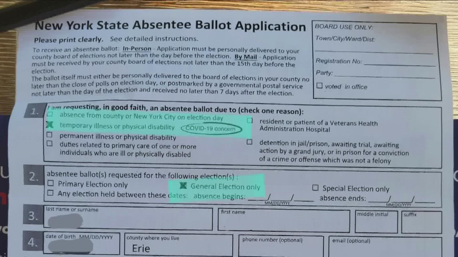 Applications for absentee ballots were sent to registered voters by the party itself, complete with prepaid postage to mail in.