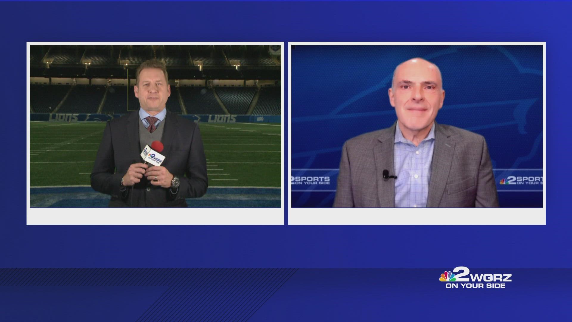 Channel 2 Sports Director Adam Benigni and WGRZ Bills/NFL Insider Vic Carucci discuss the Bills' Week 12 win against the Lions in Detroit.
