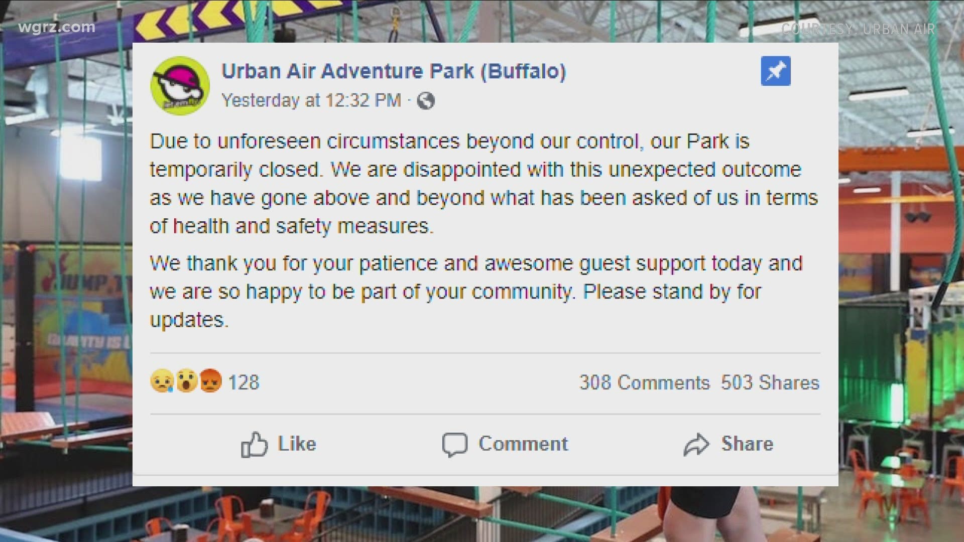 The Erie County Department of Health says the Urban Air Adventure Park may be allowed to re-open after its safety plan has been reviewed and approved by the ECDOH.