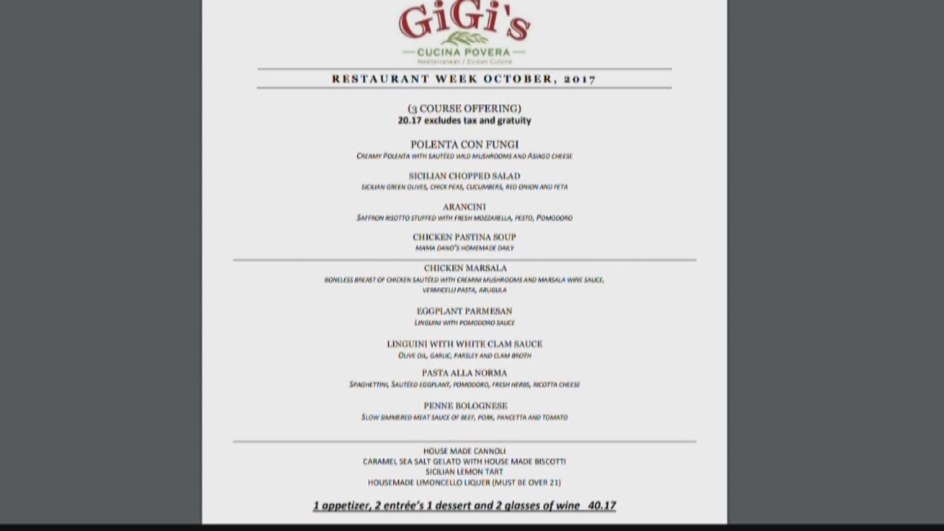 Gigi's is just one of many participating in local restaurant week