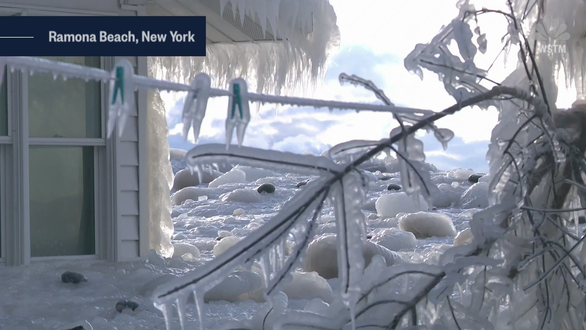 House iced over on Lake Ontario Shore