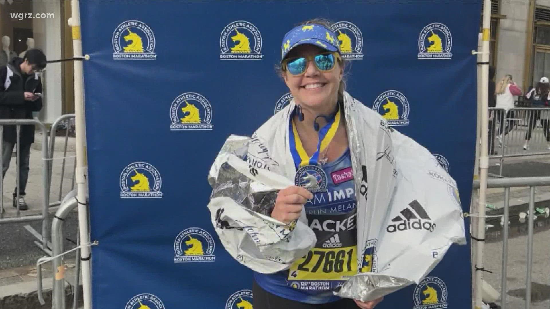 Jackey has finished the Boston Marathon in flying colors, getting it done in 5 hours and 26 minutes! We got to here form her after the race.