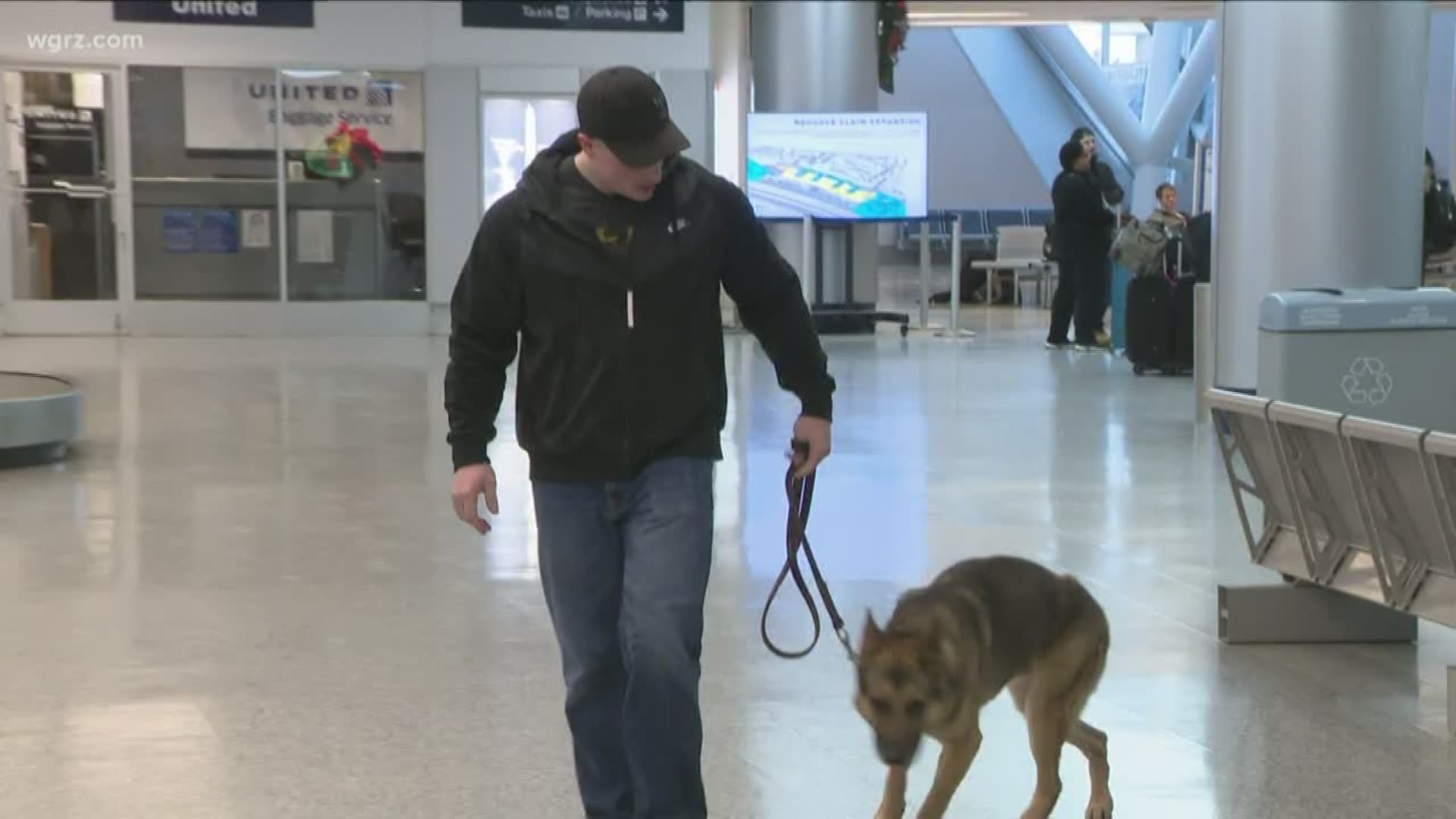 A huge hand came from Mission K-9 Rescue, who's mission is to reunite retired military working dogs with their handlers. They reunited at Buffalo Niagara Airport.