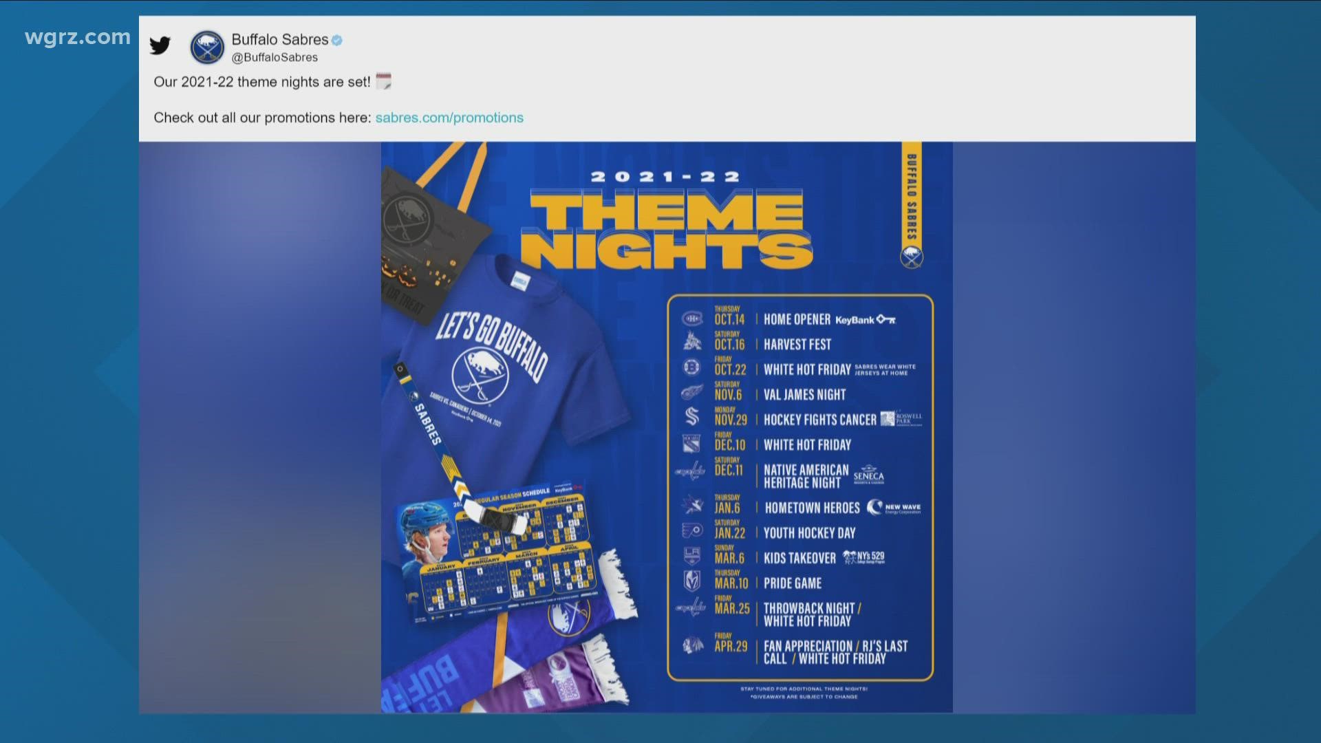 Sabres announce 2021-22 theme nights at the arena