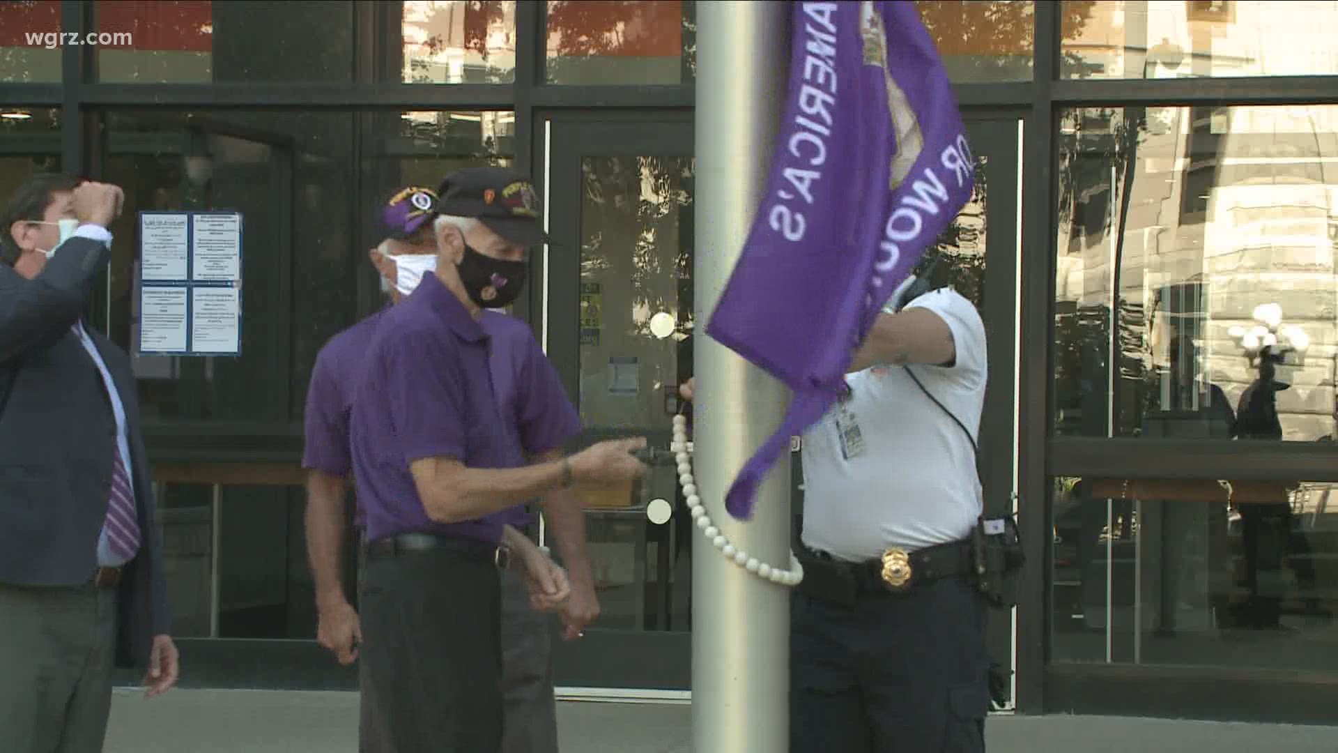 The purple heart flags will fly this weekend outside all erie county government buildings.