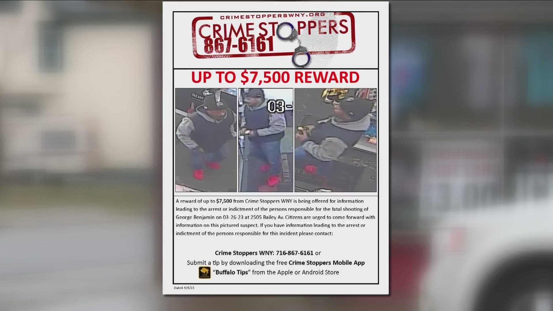 Crime stoppers is offering a  reward for any information on a fatal shooting