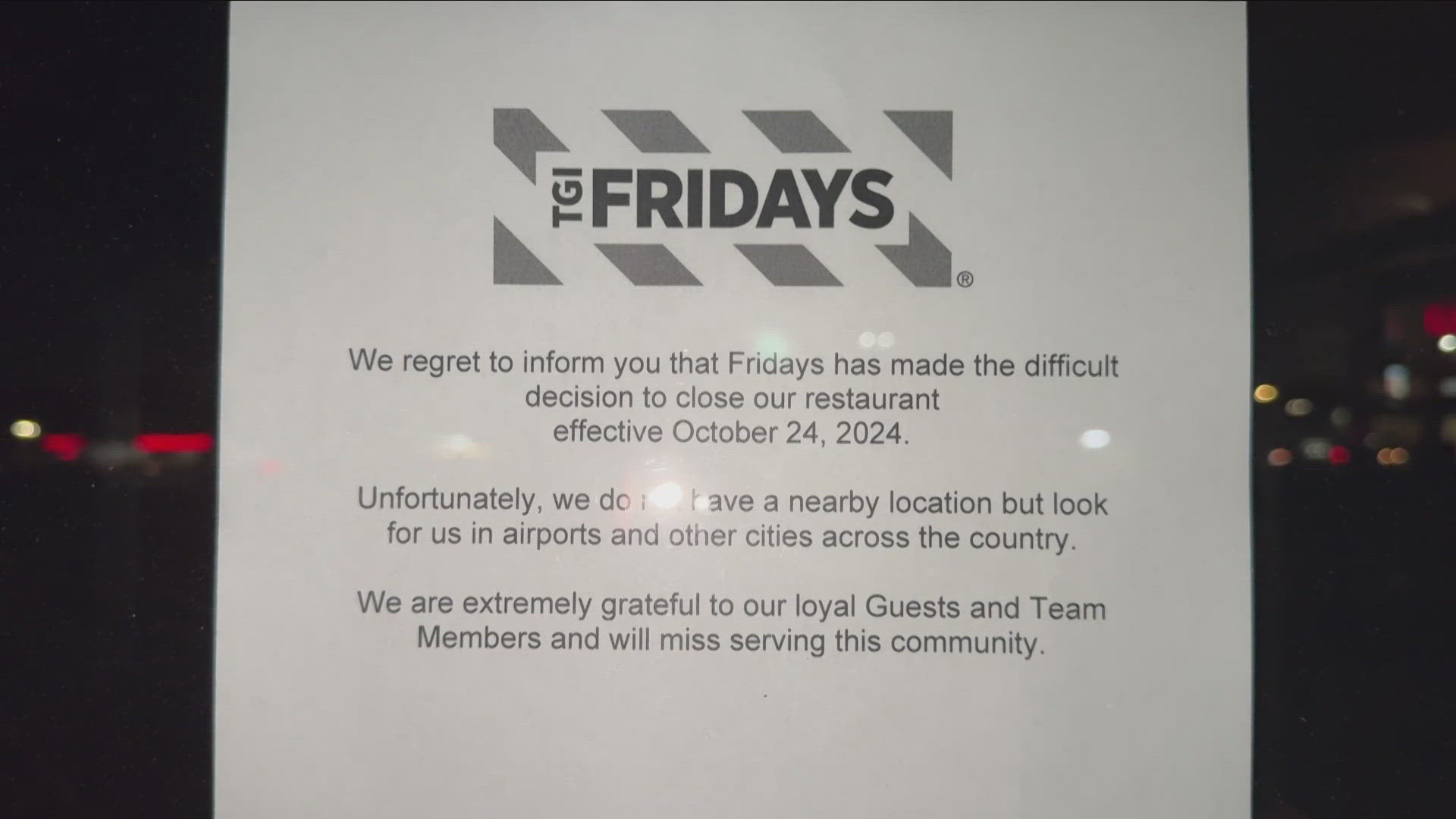 TGI Fridays is no more in Western New York