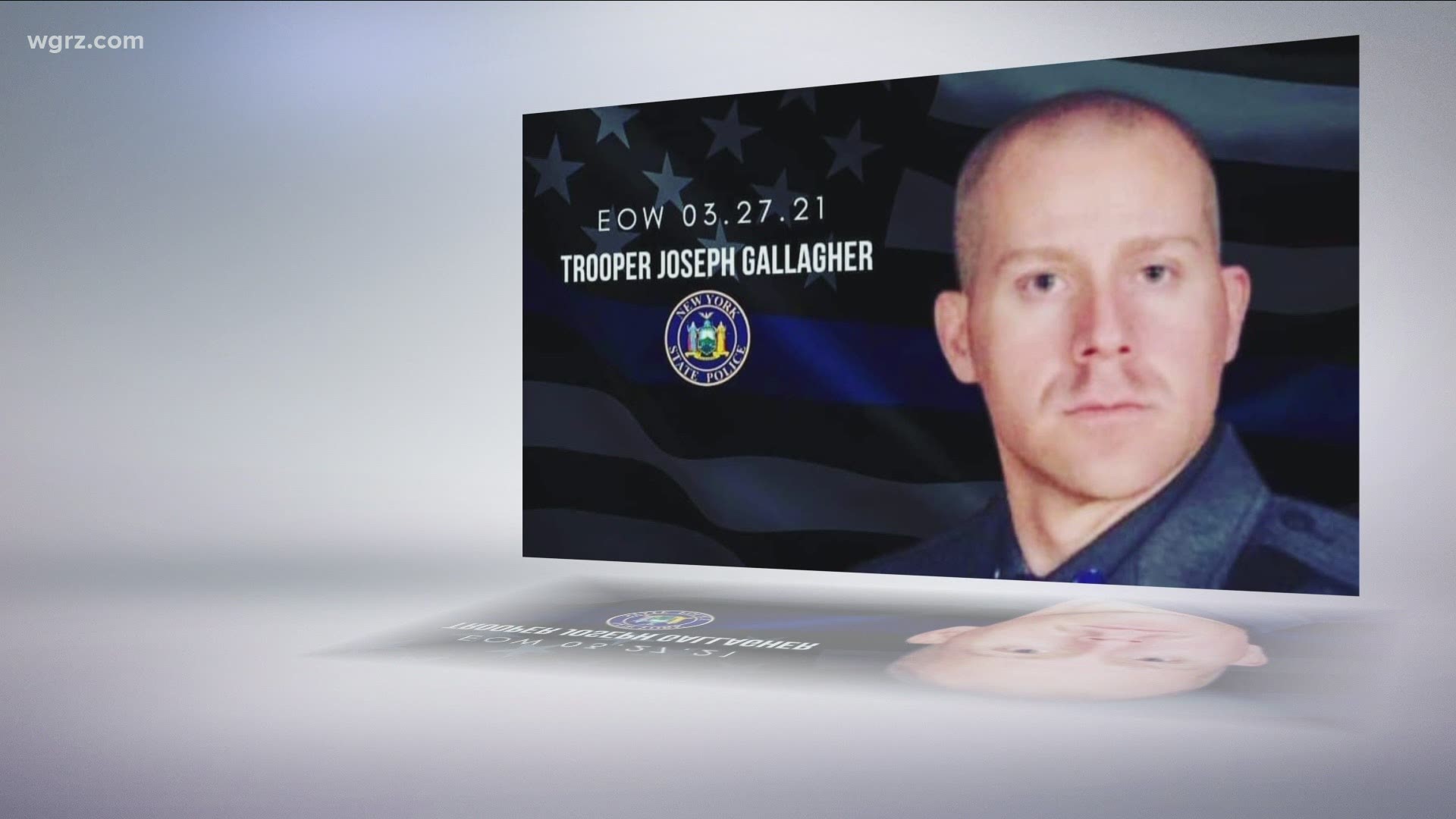 Trooper Joseph Gallagher, who was hit by a vehicle in December 2017 while helping a stranded motorist, died Friday, March 26.