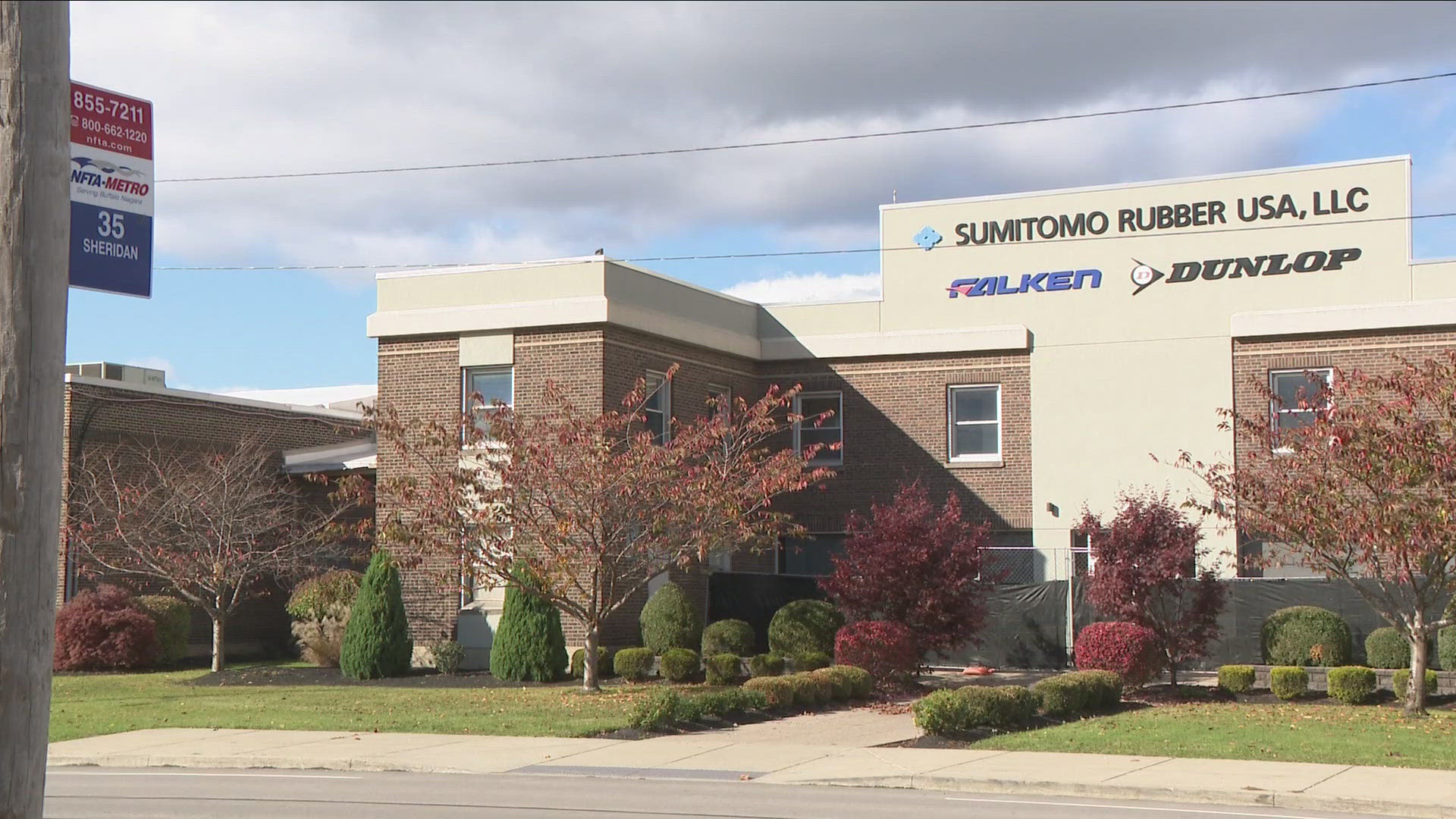 Sumitomo makes automotive tires for passenger cars, trucks, buses and motorcycles. Production at the Tonawanda facility has already been halted.