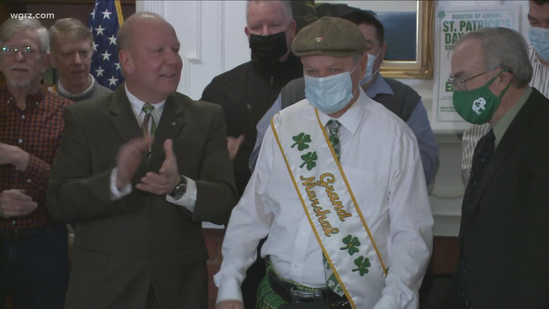 The United Irish American Association re-introduced their grand marshal, Patrick McGuinness.