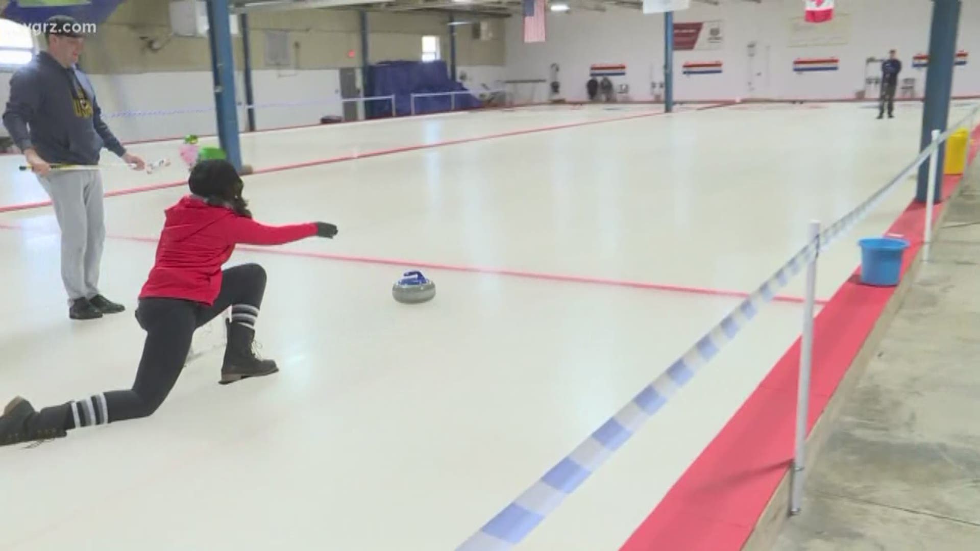 Daybreak's Karys Belger is at the Buffalo Curling Club for their Olympic Open House.