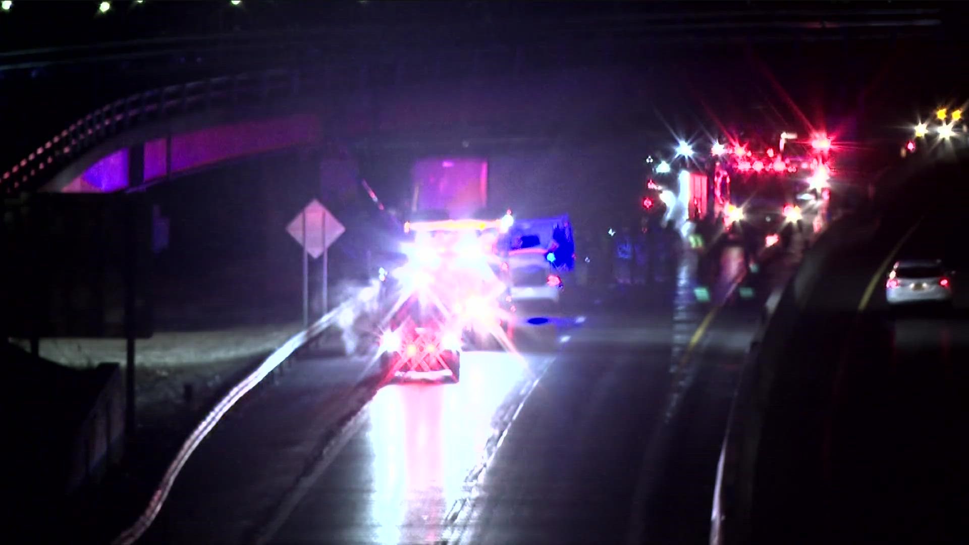2 people were killed when a tractor trailer hit a disabled vehicle on the I-190 on Friday morning.