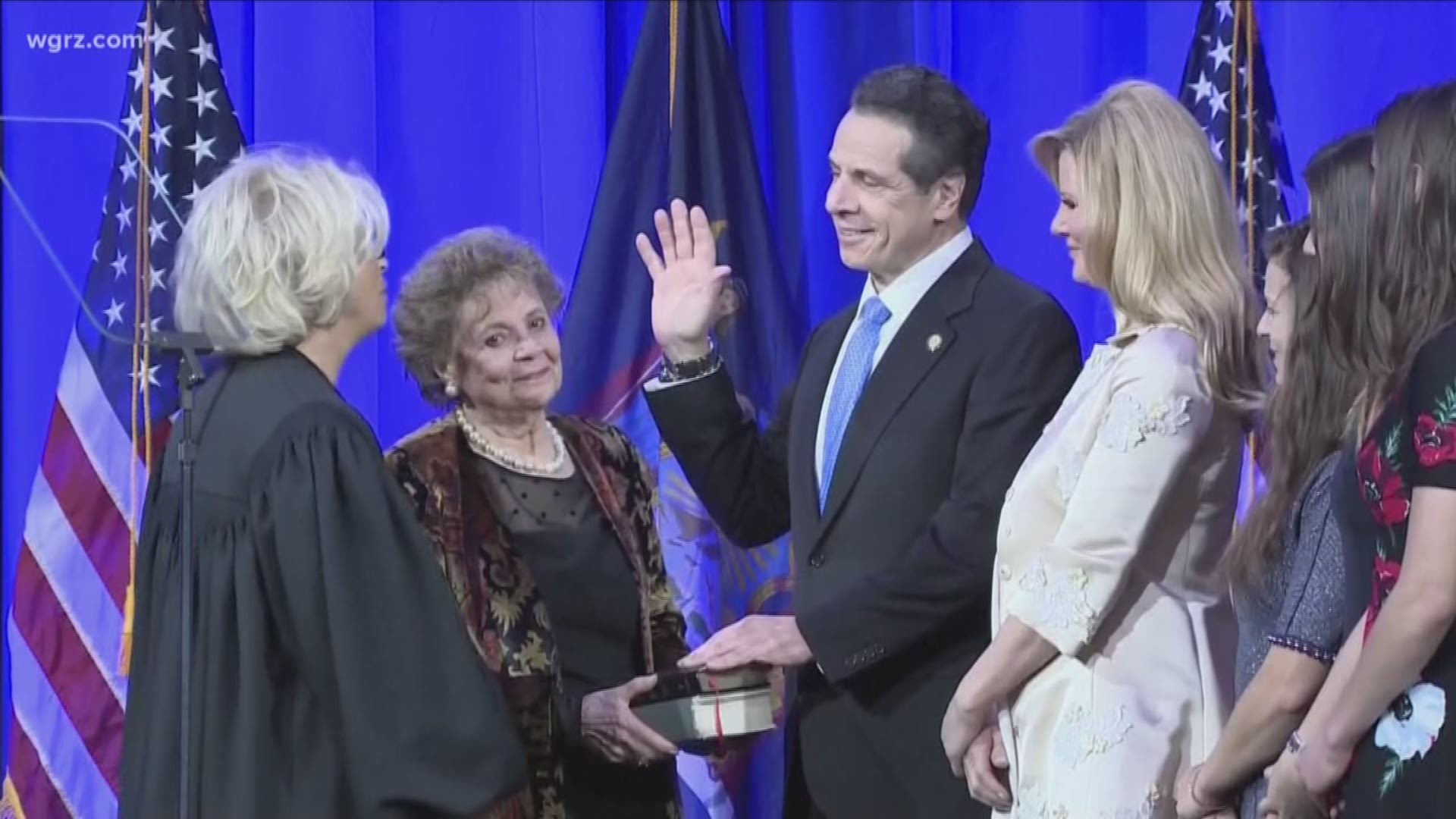 Governor Andrew Cuomo was officially sworn in for his third term as governor of New York state.
Cuomo beat Republican Marc Molinaro back in November and marked his third inauguration at an event on Ellis Island, in New York Bay.