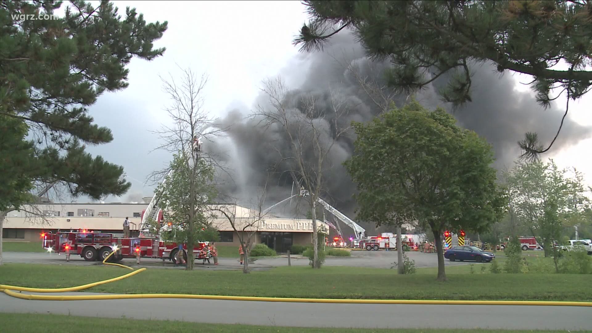 The warehouse blaze burned out of control for more than 8 hours.