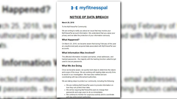Slechte factor Vermelden cafetaria Under Armour: MyFitnessPal data breach affects 150M users | wgrz.com
