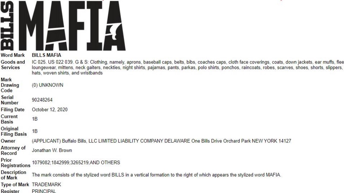 Buffalo Bills file trademark applications for Bills Mafia