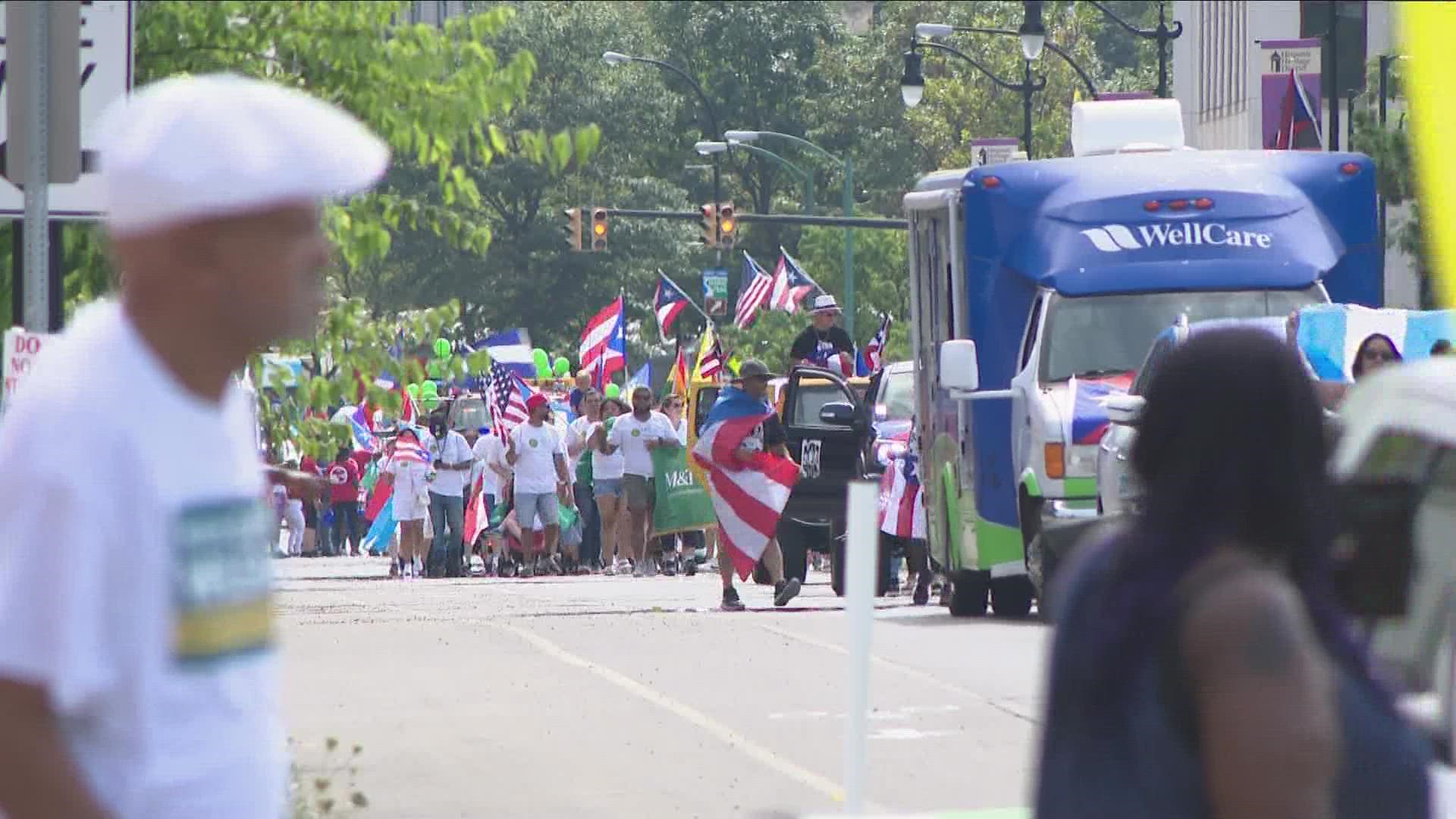 A stream of red, white and blue in a little different fashion took over Niagara Street for the 20th annual Puerto Rican and Hispanic Day Parade.