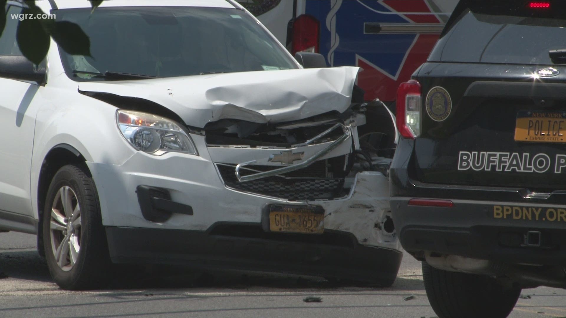 a car T-boned that officer's patrol car at Elmwood and Summer just before 2... and a child in that car went to the hospital with an ear injury.