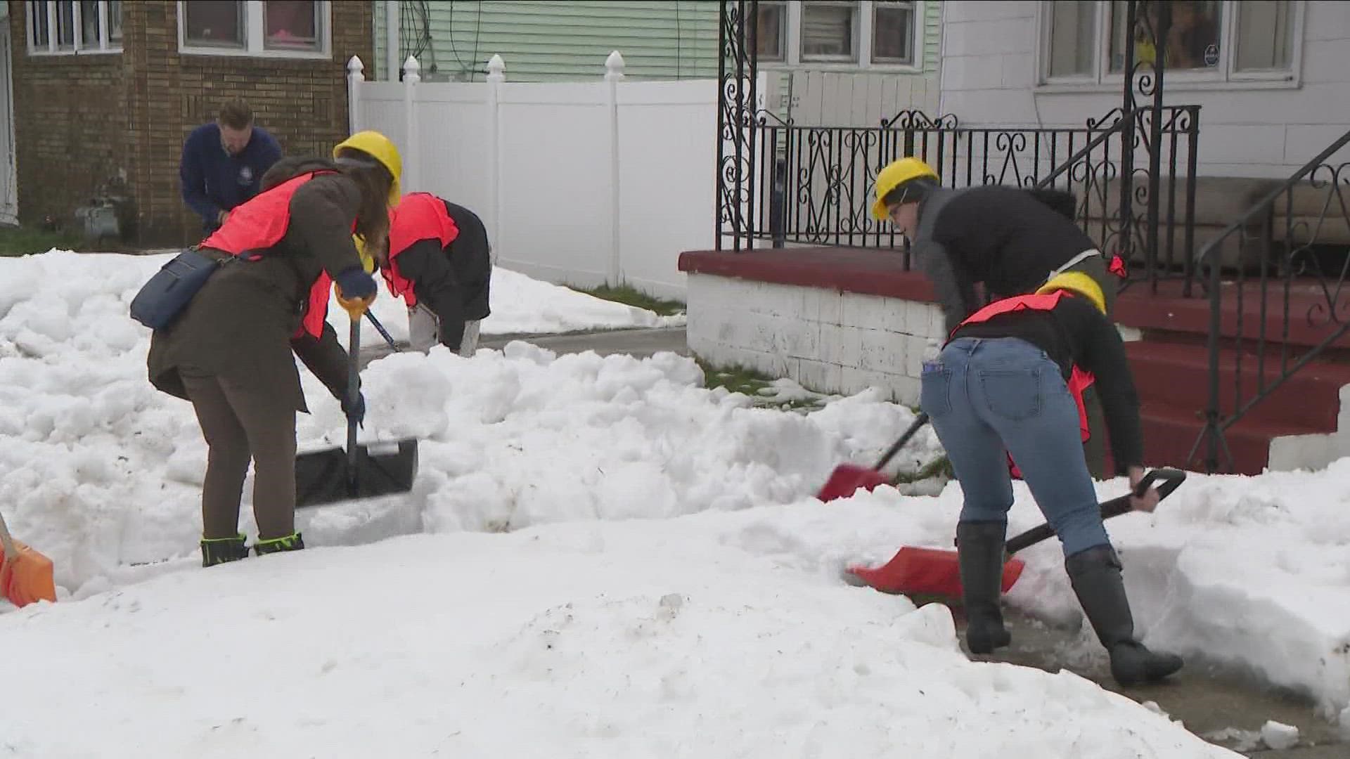 state employee volunteers, from parks and other agencies joined D.O.T. workers....bringing shovels, snow blowers and other equipment to help clear snow.