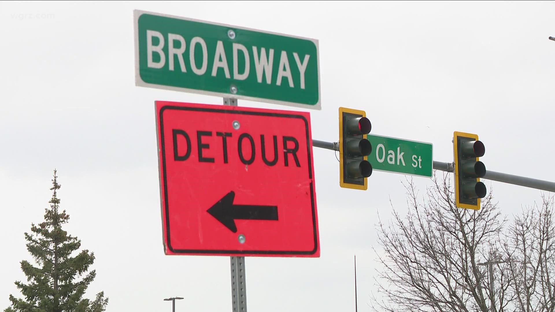 Broadway will be closed tomorrow between Elm St and Oak St. The work is expected to last up to eight months.