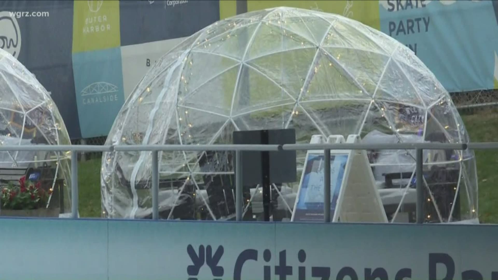 these new heated igloos ... that you can rent with a group ... and stay warm while enjoying the ice.