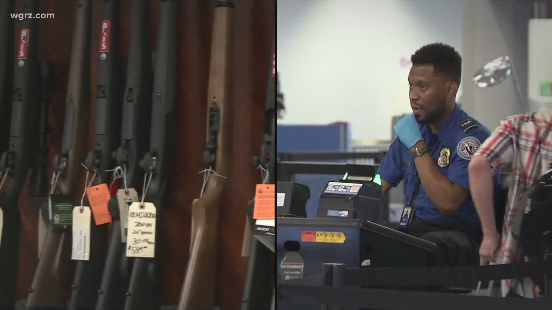 The TSA says it found firearms at airport checkpoints at a rate three times higher this July than last July.