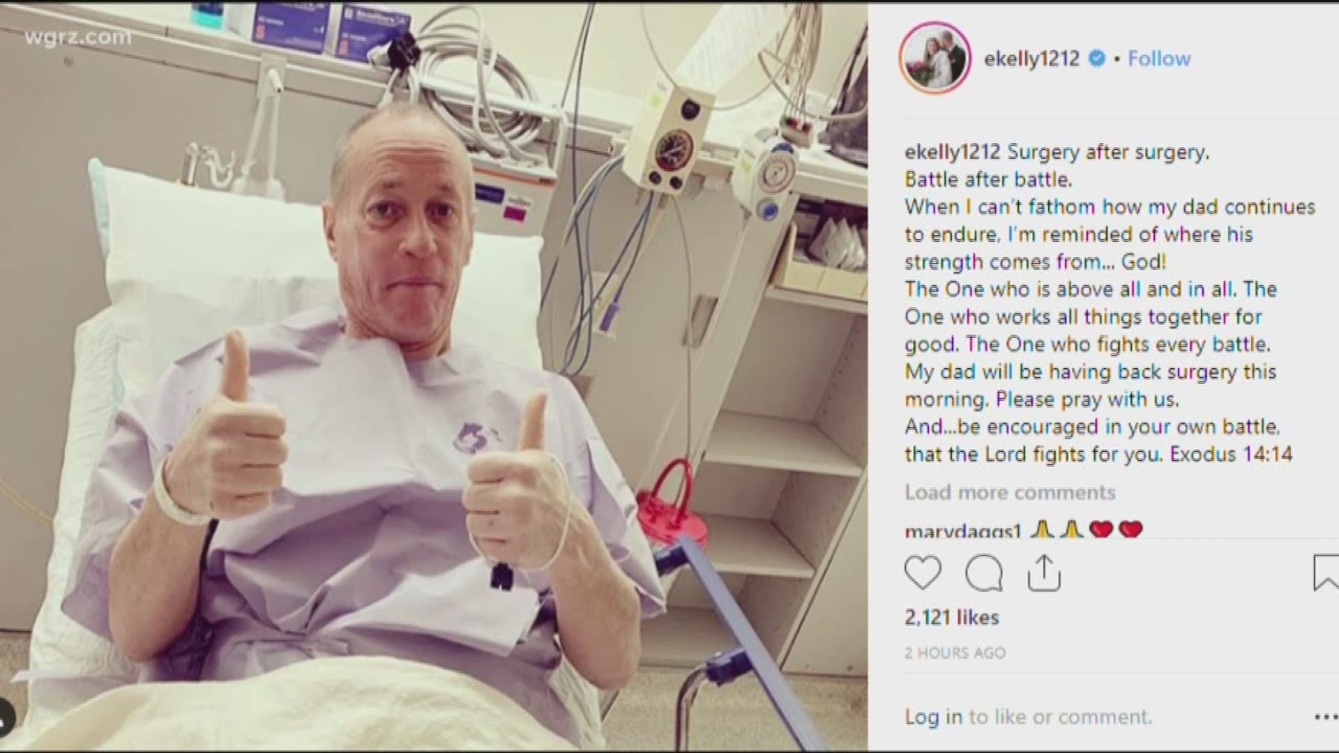 Jim Kelly undergoes back surgery to remove cyst