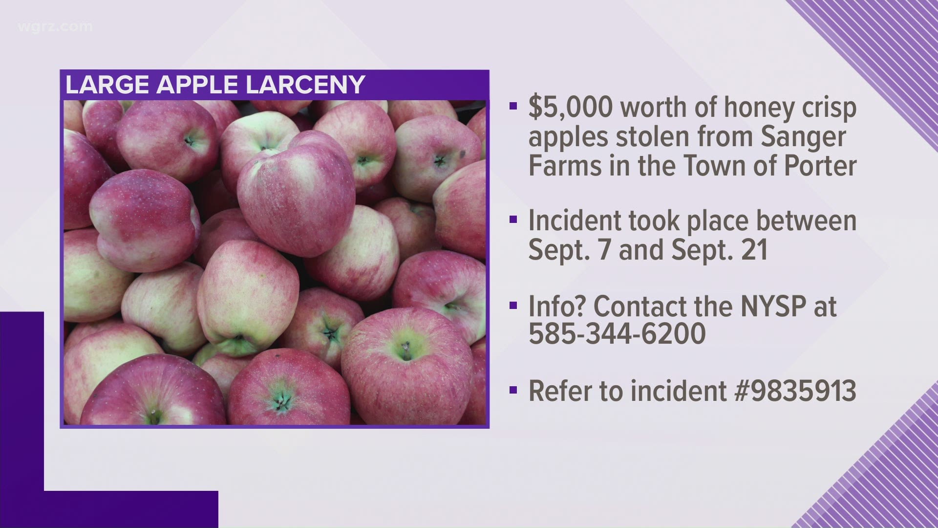 Police asking for help to solve an unusual apple theft