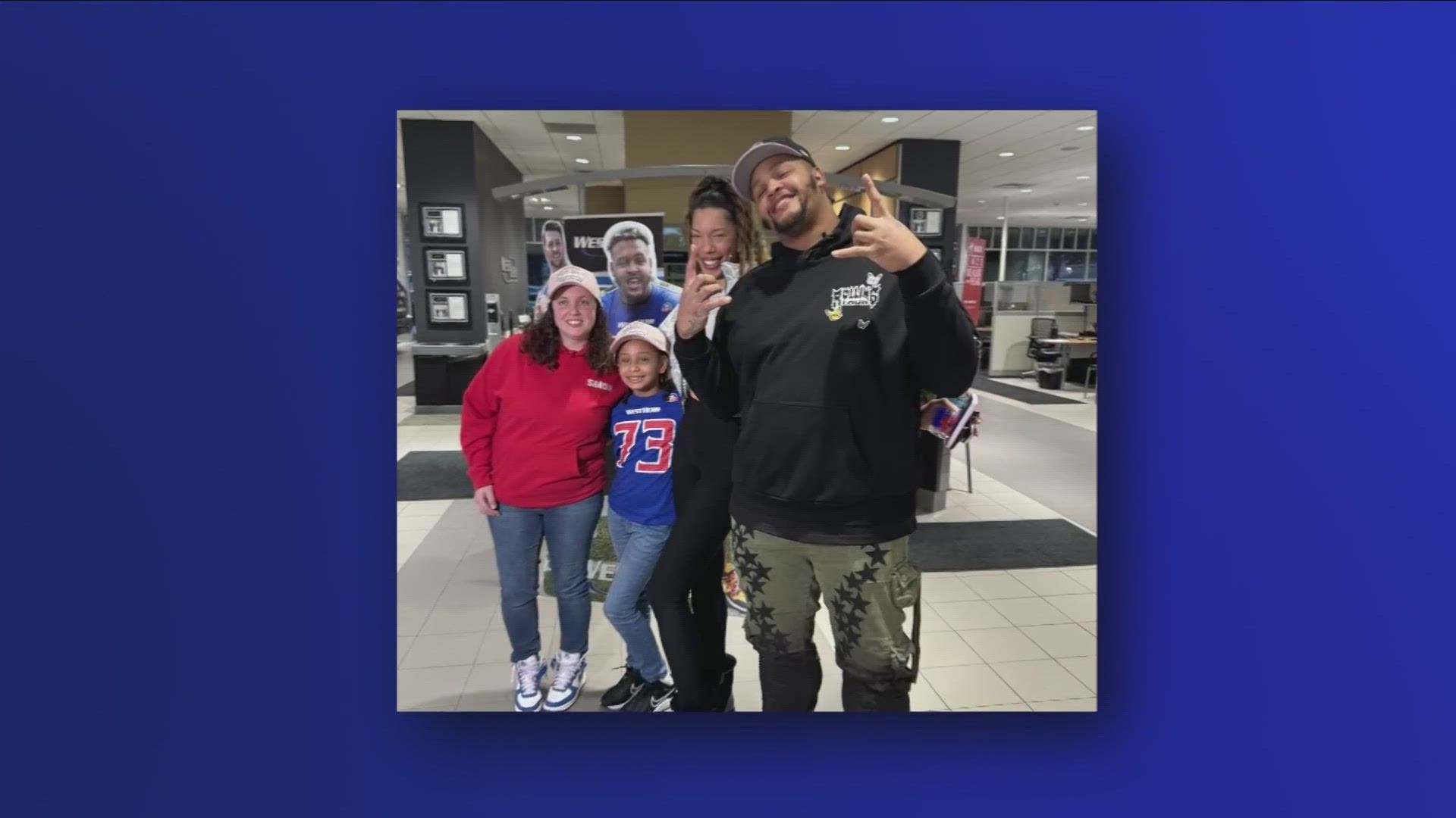 8-year-old Lexi is a big fan of Number 73 and Friday night, not only did she get to meet Dion, she was surprised with Super Bowl tickets too!