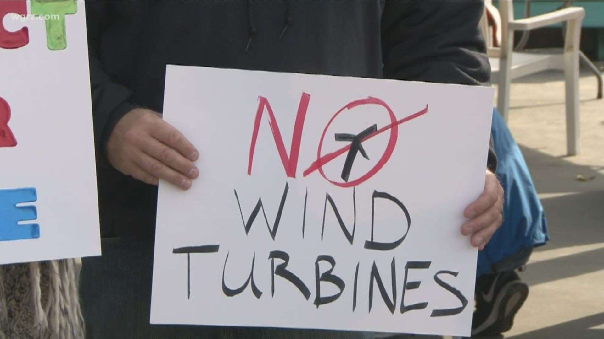 Citizens groups and civic leaders coming out on a Saturday, to protest any potential plan to place large wind turbines off the shore of Lake Erie.