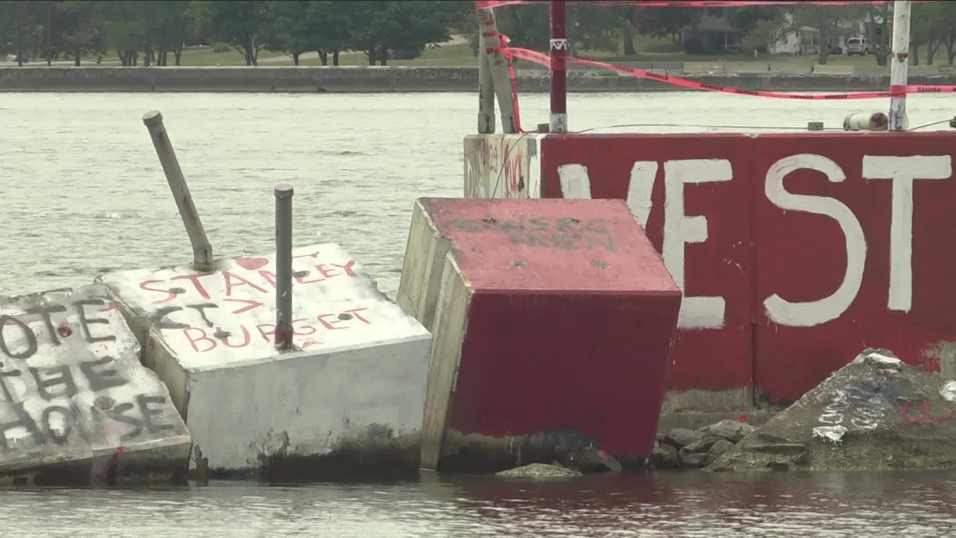 The Bird Island Pier, which runs along the start of the Niagara River, was badly damaged during a storm in 2019.